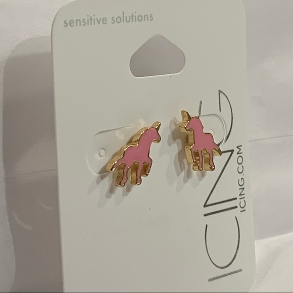 5/$30! MIX & MATCH! ICING Gold & Pink Enamel UNICORN POST EARRINGS! - Picture 4 of 7